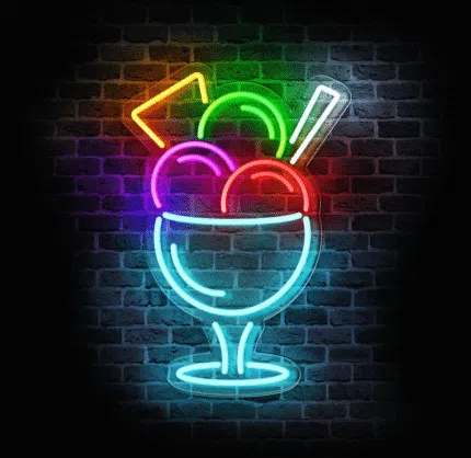 Neon reklamowy pucharek lodowy LED – dekoracja do kawiarni