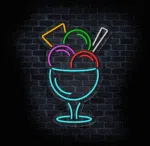 Podświetlany neon „Lody” w nowoczesnym stylu