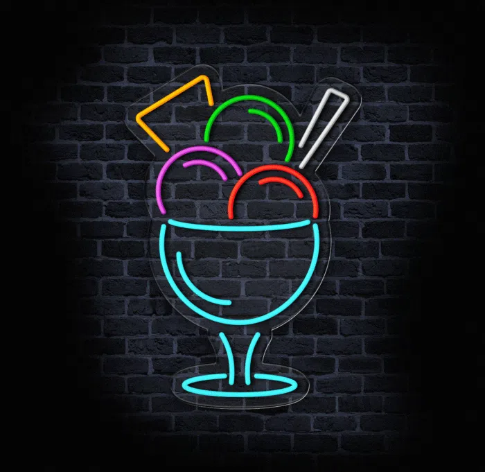 Podświetlany neon „Lody” w nowoczesnym stylu