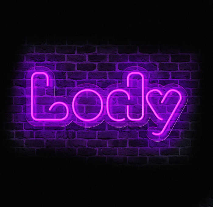 Neon reklamowy Lody w kolorze żółtym