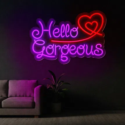Neon dekoracyjny Hello Gorgeous z sercem