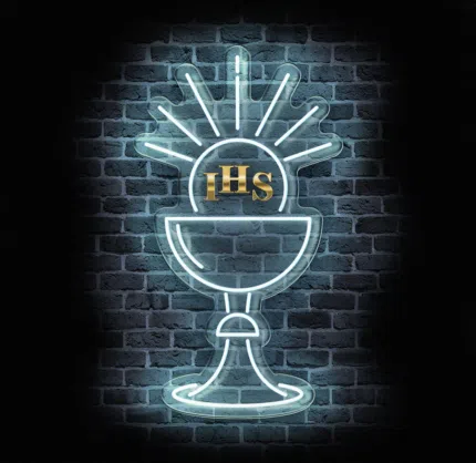 Neon LED IHS na Komunię Świętą