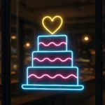 Neon dekoracyjny tort weselny z sercem