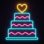 Świetlista dekoracja ślubna z tortem