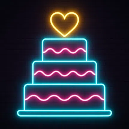 Świetlista dekoracja ślubna z tortem