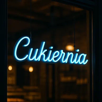 neon reklamowy cukiernia LED na witrynie