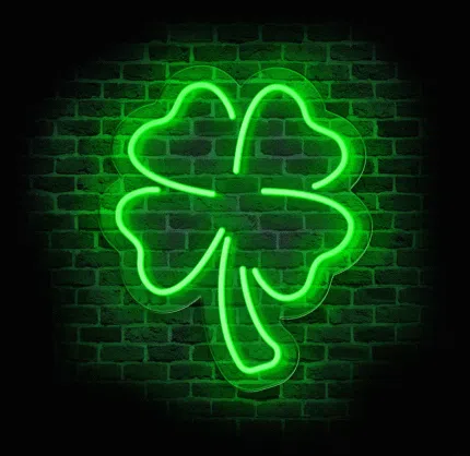 Neon dekoracyjny czterolistna koniczyna