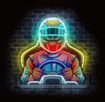 Neon LED kierowca rajdowy z kierownicą i napisem Full Speed