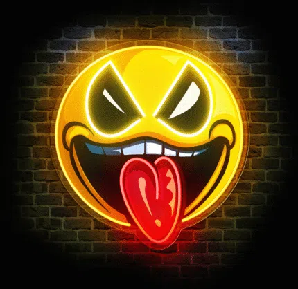 Żółta buźka LED jako dekoracja ścienna