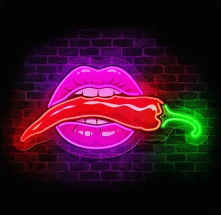 Neon LED usta z papryczką chili