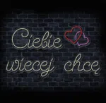 Neon LED Ciebie więcej chcę z sercami