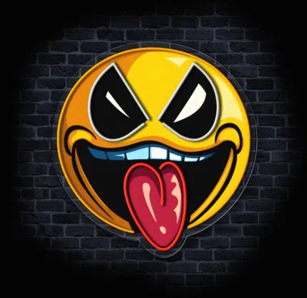 Neon LED emotka z językiem