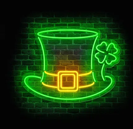 Zielony neon LED kapelusz z koniczynką