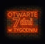 Neon LED z napisem otwarte 7 dni w tygodniu
