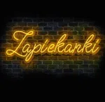 Neon LED z napisem zapiekanki w kolorze żółtym