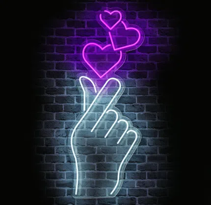 Neon LED gest z sercem i serduszkami
