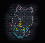 Neon LED Kot z Ramenem – smakowity akcent w stylu kawaii 🍜🐾 - obrazek 2
