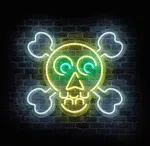 neon czaszka na ścianę LED do pubu i pokoju gracza