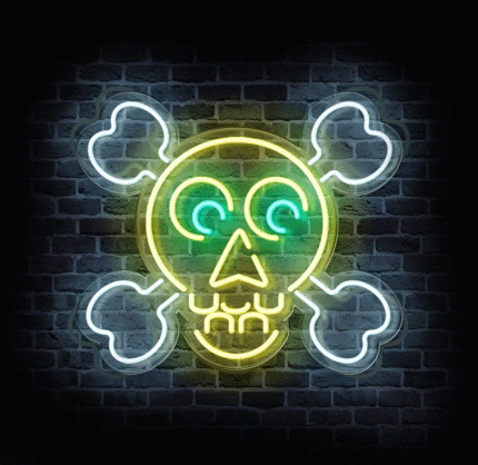 neon czaszka na ścianę LED do pubu i pokoju gracza
