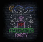 Neon reklamowy Halloween Party do baru i restauracji