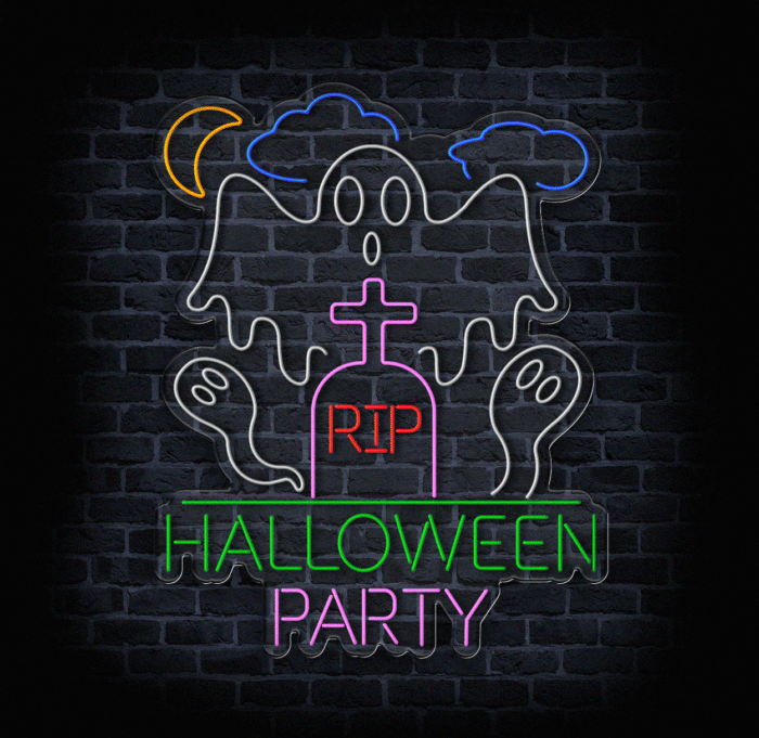 Neon reklamowy Halloween Party do baru i restauracji