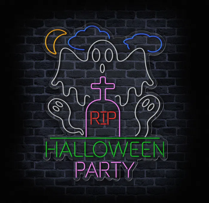 Neon reklamowy Halloween Party do baru i restauracji