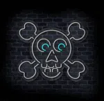 Neon czaszka – dekoracja ścienna LED na imprezy