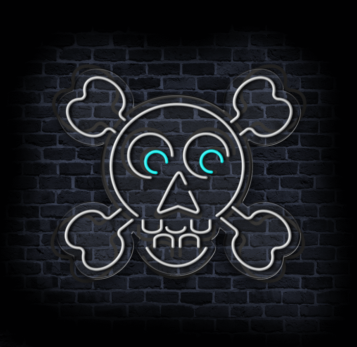 Neon czaszka – dekoracja ścienna LED na imprezy