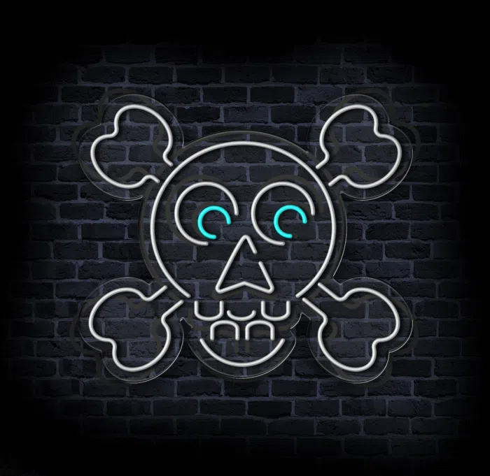 Neon czaszka – dekoracja ścienna LED na imprezy