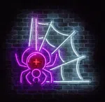 neon pająk na ścianę LED z pajęczyną