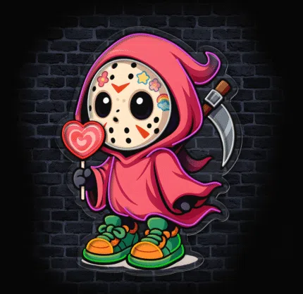 neon do pokoju chibi Grim Reaper z lizakiem