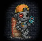 neon LED na ścianę robot gamer chibi