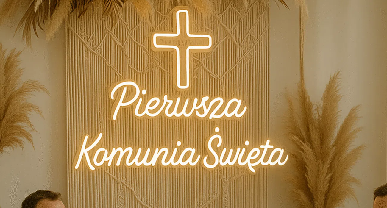 Neon LED „Chrzest Święty” – biała dekoracja na uroczystość