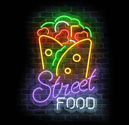 Neon na ścianę Street Food – reklama LED