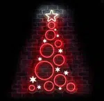 Neon LED choinka z gwiazdkami – dekoracja świąteczna na ścianę