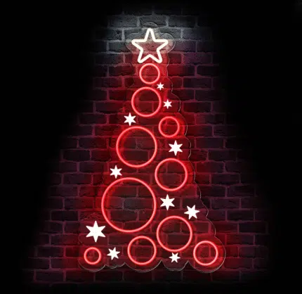 Neon LED choinka z gwiazdkami – dekoracja świąteczna na ścianę