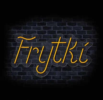 neon reklamowy Frytki na ścianie