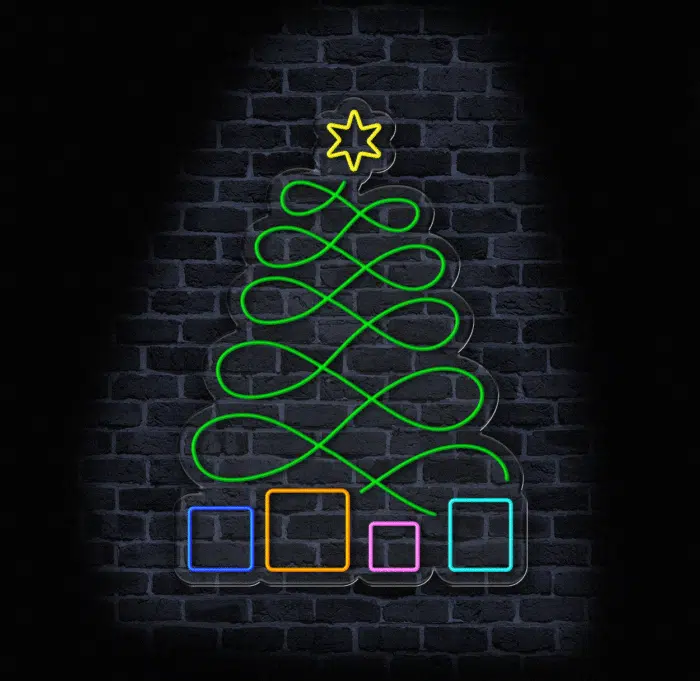 Świąteczny neon LED w witrynie sklepowej