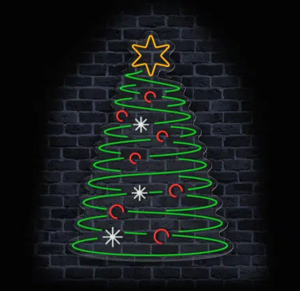 Świąteczny neon LED w witrynie sklepowej – dekoracja na Boże Narodzenie