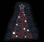 Neon LED choinka z gwiazdkami w witrynie sklepowej