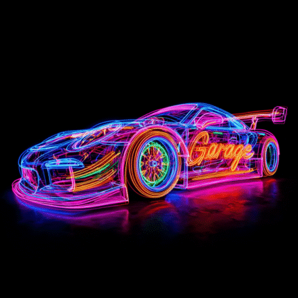 Neon LED samochodu sportowego – neon motoryzacyjny „Garage”