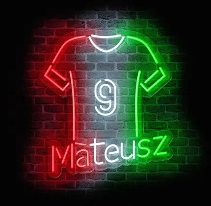 Neon piłkarski LED – koszulka z numerem i imieniem