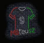 Neon LED numer 9 ⚽ – detal koszulki piłkarskiej