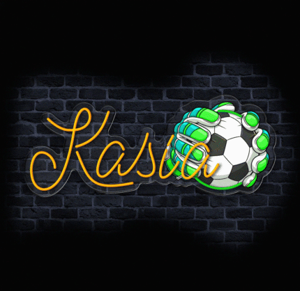 Neon LED piłka w rękawicach ⚽ – sportowa dekoracja LED