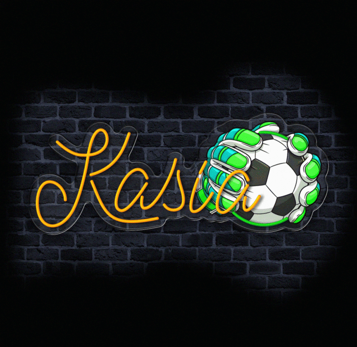 Neon LED piłka w rękawicach ⚽ – sportowa dekoracja LED