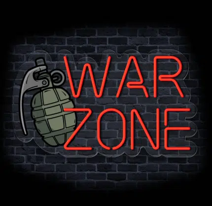 neon na ścianę WAR ZONE do gamingu