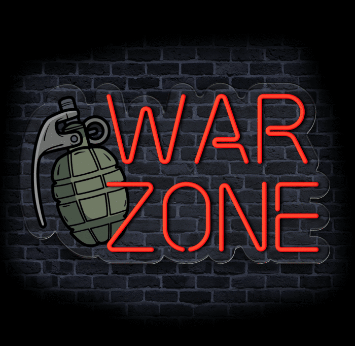 neon na ścianę WAR ZONE do gamingu