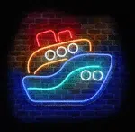 Neon statek LED – kolorowy neon na ścianę do pokoju dziecka