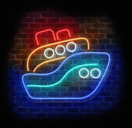 Neon statek LED – kolorowy neon na ścianę do pokoju dziecka