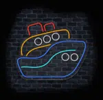 Neon na ścianę w kształcie statku – kolorowe światło LED